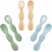PandaEar Silicone Baby Spoons Self Feeding 4 6 Months| 6 Pack Baby Weaning Spoons| Toddler Baby Feeding Spoon| Blw Spoons Baby Utensils| BPA Free (Bl