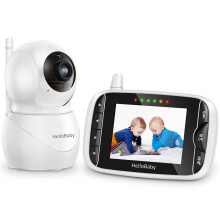 HelloBaby Baby Monitor with Camera and Night Vision IPS Screen LCD Display, ECO Mode,355/120 Remote Pan/Tilt/Zoom,Night Vision, 2-Way Talk, 8 Lull