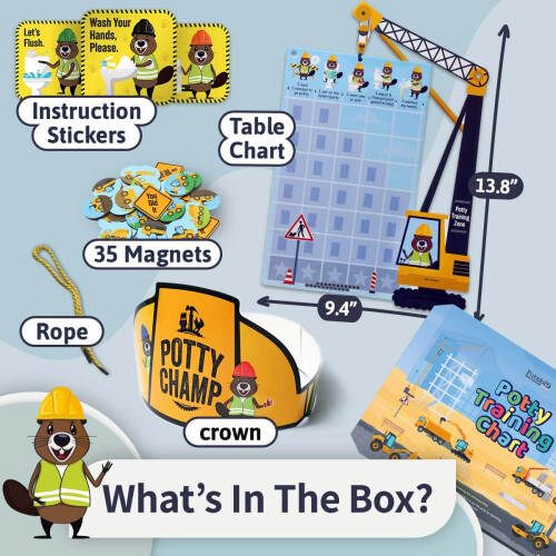 Potty Training Chart for Boys with Reusable Stickers (Utility Crane) 1