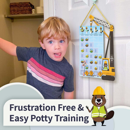 Potty Training Chart for Boys with Reusable Stickers (Utility Crane) 2