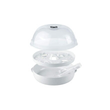 NUK Micro Express Plus Microwave Bottle Steriliser | Sterilises up to 4 Baby Bottles & Accessories in 4 Minutes | Fits Most Microwaves | Tongs for Hy