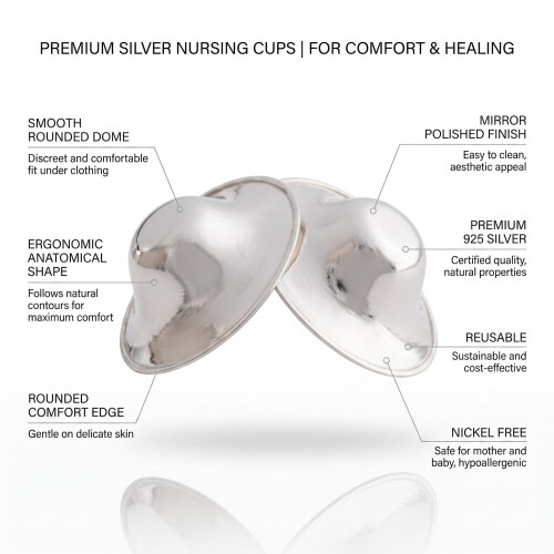 925 Silver Nursing Cups – Reusable Nipple Covers for Breastfeeding Relief 2