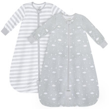 Organic Cotton Baby Sleeping Bag 0.5 TOG Long Sleeve Sleep Sack 2-Pack