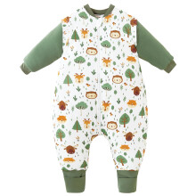 Chilsuessy Baby Sleep Bag with Feet - 2.5 Tog Removable Sleeves, Winter Sack with Legs for Toddler, Green Forest, 80/2-3 Years