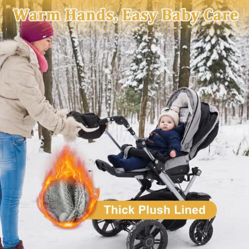 Pram Gloves for Stroller, Universal Warm Fleece Hand Muff, Waterproof 1