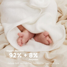 Momcozy Bamboo Baby Bath Towels Set 5 Packs, 1 * Baby Towels with Hood Newborn, 3 * Baby Washcloths, 1 * Baby Bath Glove, Soft and Super Absorbent Ba
