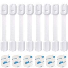 LifenC Adjustable Child Safety Locks, 8 Pack Baby Safety Cupboard Locks,6 Extra Sticker, No Trapped Fingers, Easy Install, No Tools Needed, Child Loc