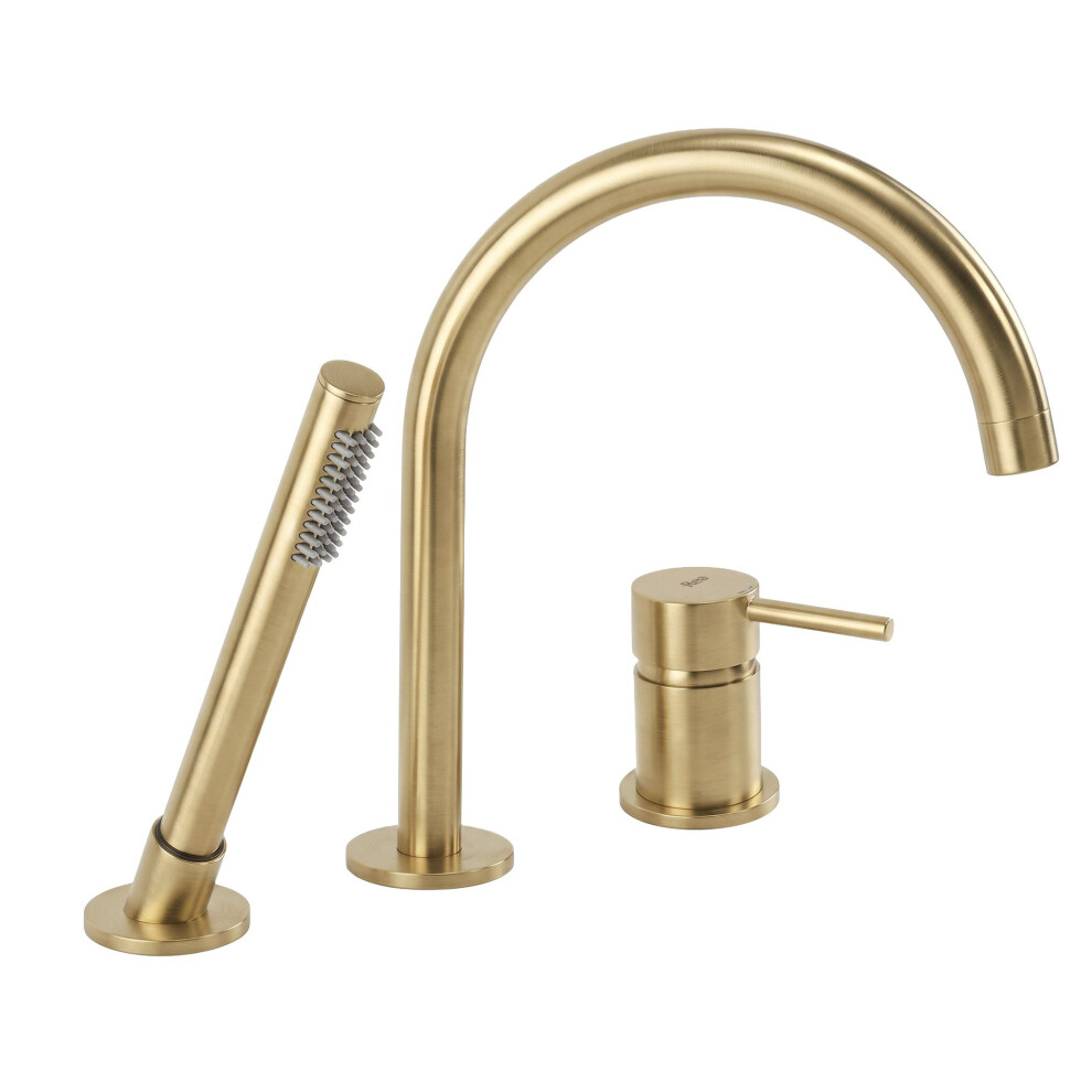 3-Hole Bathtub Faucet Rea Lungo Brush Gold