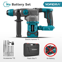 YOFIDRA Marteau perforateur électrique sans fil, 3500W, 26mm, Moteur sans balais, Prise européenne 100V-240V