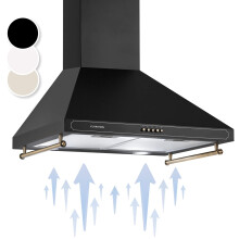 Klarstein Victoria 60cm Angled Extractor Fan for Kitchens - Cooker Hood w/Dishwasher Safe Aluminium Grease Filter, Quiet 630m³/h Airflow, LED Lightin