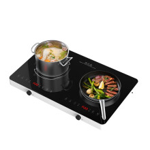 Double Induction Cooktop, 2 Burner Induction Burner 20 Temperature & Power Levels Portable Electric Stove Countertop Burners, Knob Control, Child Saf