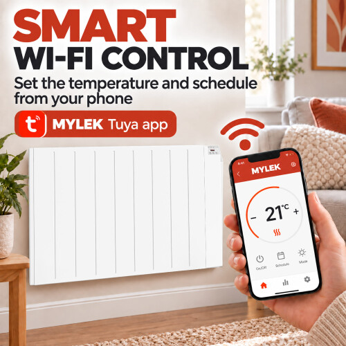 MYLEK (2000W) Smart Electric Panel Heater IP24 Rated 2