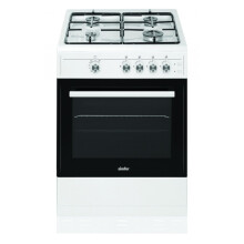 SIM51GW 50cm White Single Cavity Gas Cooker, 51L Gas Oven with Gas Grill, 4-Burner Gas Hob, Flame Failure Device, LPG Jets Included, Removable Double