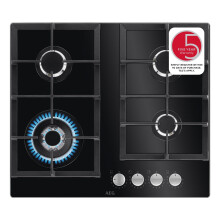 AEG Gas Hob HKB64420NB, 60 cm, 4 Zones, Black