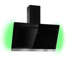Klarstein Kitchen Cooker Hood, Angled Gas Cooker Hoods 90cm, Smart Extractor Fan for Kitchens w/RGB LED Lights, Carbon Cooker Hood Filter, 585m³/h Ai