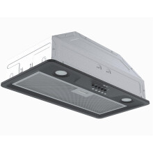 Ferre CH500P-BL 50 cm, Integrated Cooker Hood, Built-in Cooker Hood, Extractor Hood, Black,