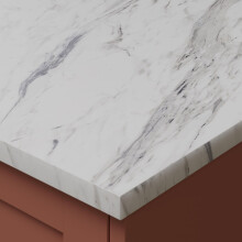 Premium Sleek Calcutta Marble Square Edge Laminate Kitchen Worktop 3000 x 620 x 22mm, Marble Effect Surface, Durable Laminate Countertop for All Kitc