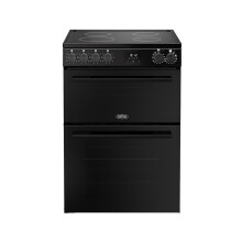 Belling 60cm wide Double Oven BEL FSA VISION 60E Electric Cooker with Ceramic Hob - Black - A Rated