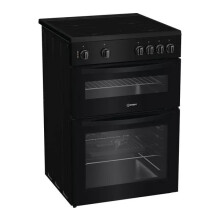 Indesit IDE6VMB 60cm Electric Double Cooker with Ceramic Hob - Black