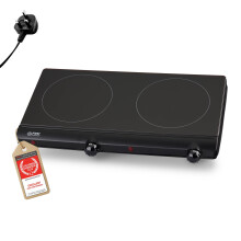 TZS First Austria - Infrared Hot Plate Double Glass Ceramic Stove Plate ALL Pot Types 2500W - Portable Hob Electric Cooktop for Camping, Dorm & Apart