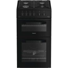 Hotpoint HTG5GCB 50cm wide Single Oven Gas Cooker - Black - A+/A Rated