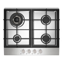 Statesman GH161SS 4 Burner Gas Hob, Cooker Cooktop with Wok Burner and Cast Iron Pan Supports, 60 cm, Front Dial Control, Automatic Ignition, Stainle