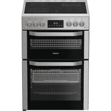 Hotpoint HDE6VDCASX 60cm Wide Double Oven Electric Cooker with Ceramic Hob - Stainless Steel - A Rated