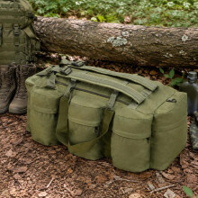 Sac de voyage 3-en-1 style militaire, 45 L, vert olive, tissu Oxford imperméable