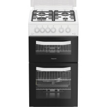 Hotpoint HDG5GCW 50cm wide Double Oven Gas Cooker - White - A+/A Rated