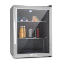 KLARSTEIN Beersafe 60 L Drinks Fridge with Glass Door, Silver | LED light, removable metal shelves, quiet, beer & beverage fridge for cans & bottles