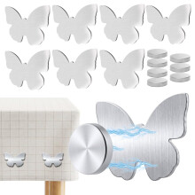 Lot de 8 poids magnétiques en forme de papillon, acier inoxydable argent, attaches anti-vent pour nappes et rideaux