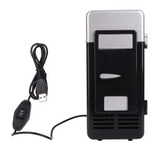 EVGATSAUTO Mini Fridge, DC 5V 10W Mini USB Office Mini Heating And Cooling Dual Use Portable Refrigerator (Black)