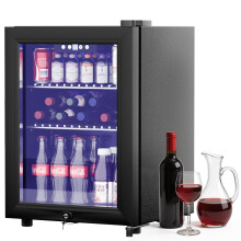 LIKEEM Mini Fridge 58L, Stainless Steel Drinks Fridge with Glass Door, Touch Control 4-16C with LED Light, Low Noise Beverage Cooler for Home Bar Of