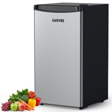 90L Mini Fridge, Under Counter Fridge with Stainless Steel Door, 41dB, Adjustable Thermostat, Reversible Door, Removable Shelves, Vegetable Drawer, T