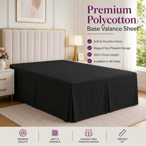 (Black, Super King) Plain Dyed Polycotton Platform Easy Care Base Valance Sheet in 18 colours 1