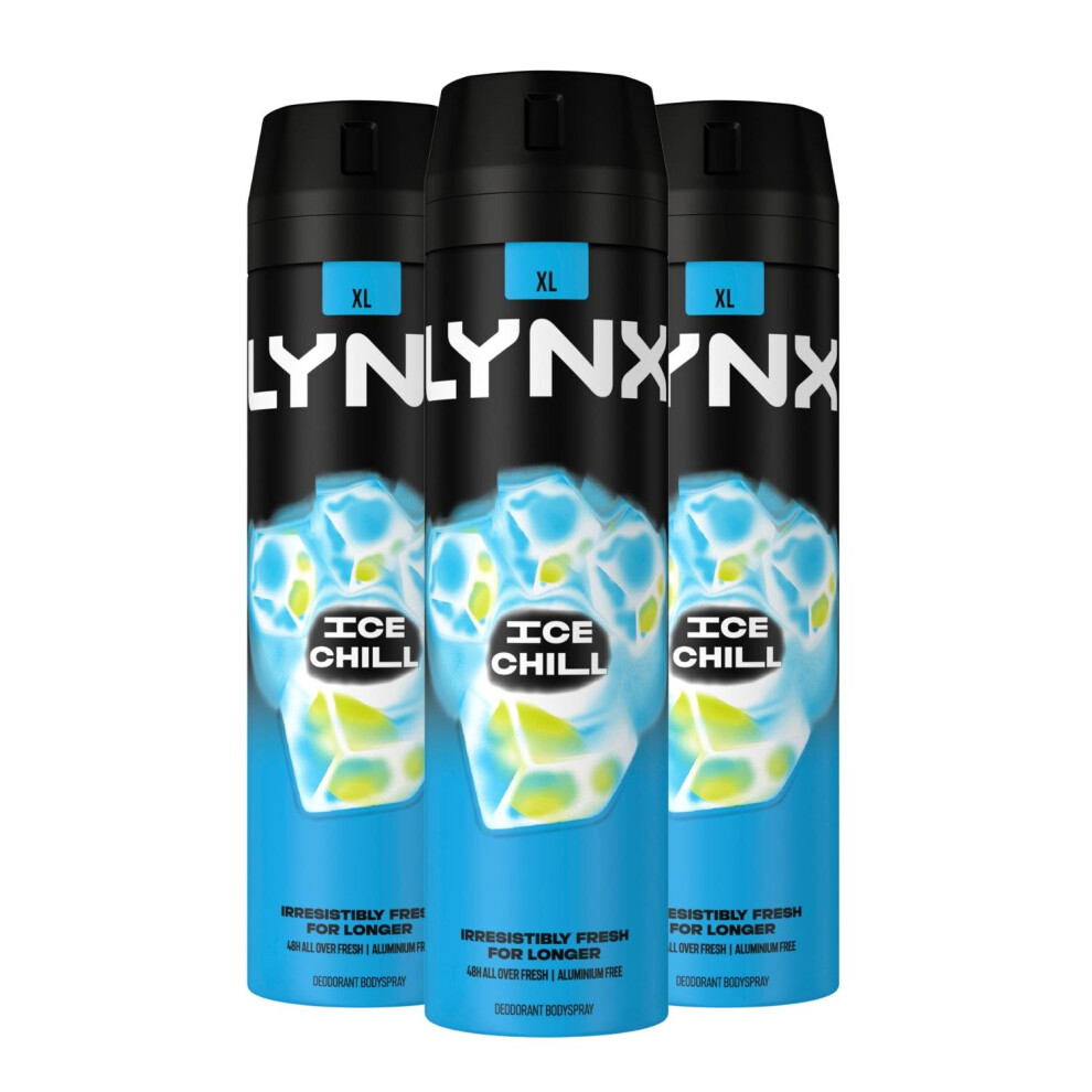 Lynx Ice Chill Body Spray 48-Hour Fresh Xl Deodorant, 3X200ml