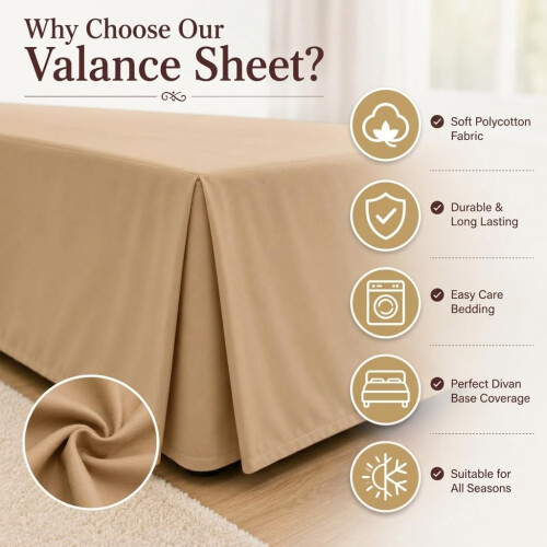 (Latte, Super King) Plain Dyed Polycotton Platform Easy Care Base Valance Sheet in 18 colours 2