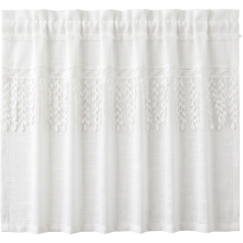 Cortina Corta de Encaje Bordada Boho Decorativa Blanca 230x55 cm — visillo cocina rustico, cortina ganchillo vintage
