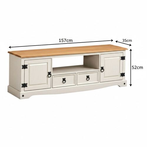 Mercers Furniture Corona White Wax Large Widescreen TV Unit 1