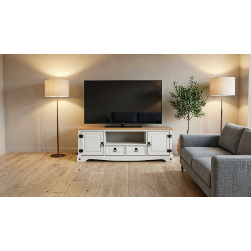 Mercers Furniture Corona White Wax Large Widescreen TV Unit