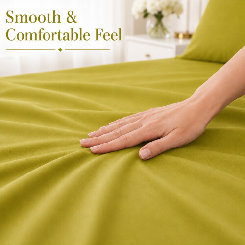 (Lime Green, Double) 100% Polycotton Flat Bed Sheets Percale Super Quality Comfortable & Soft Colourful Collection in All Sizes 2