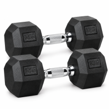 MAXSTRENGTH Rubber Hex Dumbbell - 10kg Single
