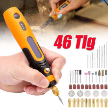 Outil rotatif sans fil 46 pièces, mini-meuleuse rechargeable 3 vitesses 15000 tr/min, pour gravure et polissage