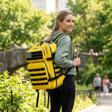 Sac à dos tactique 45L Jaune, grande capacité, robuste, pour randonnée et voyage