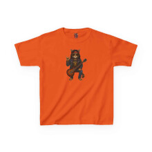 Kids Rock Cat TShirt - Guitar Cat Tee - Music Cat Kids Shirt L Orange - Orange - L