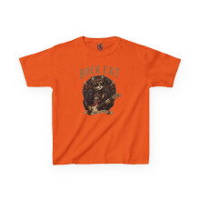 Kids Rock Cat TShirt - Guitar Cat Tee - Music Cat Kids Shirt XL Orange - Orange - XL