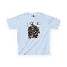 Kids Rock Cat TShirt - Guitar Cat Tee - Music Cat Kids Shirt XL Light Blue - Light Blue - XL