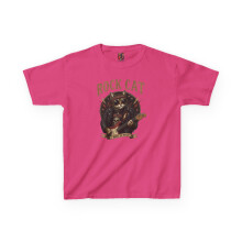 Kids Rock Cat TShirt - Guitar Cat Tee - Music Cat Kids Shirt L Heliconia - Heliconia - L