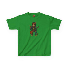 Kids Rock Cat TShirt - Guitar Cat Tee - Music Cat Kids Shirt L Irish Green - Irish Green - L