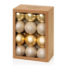 Premier Set of 24 60mm Champagne Gold Multi Finish Baubles
